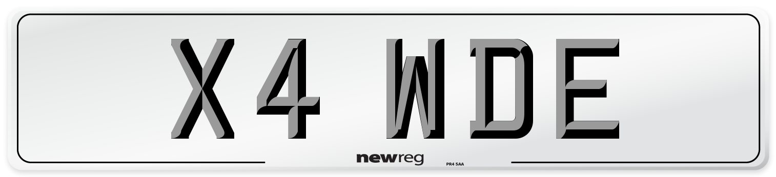 X4 WDE Number Plate from New Reg